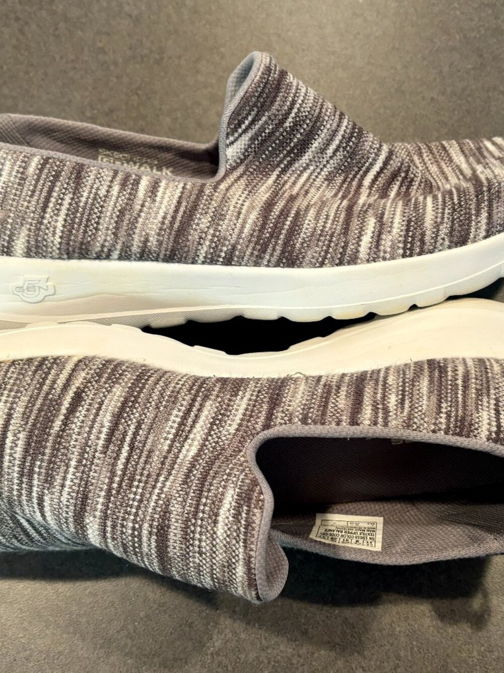 Skechers Slip-On Knit Casual Shoe - Gray Stripe